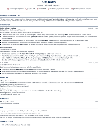 Business Professional resume template rendered with sample content